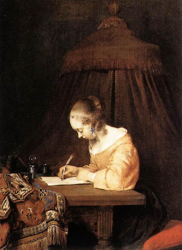 TERBORCH, Gerard Woman Writing a Letter a Sweden oil painting art